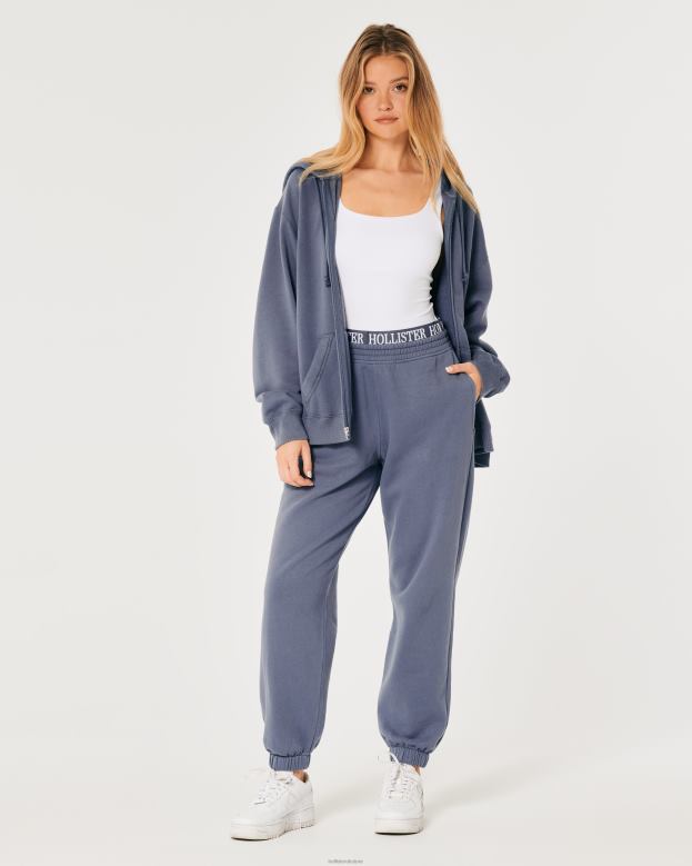 Tops Hollister Women Feel Good Oversized Full-Zip Hoodie 4882075 Blue