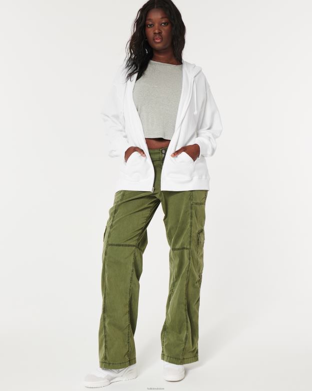 Tops Hollister Women Feel Good Oversized Full-Zip Hoodie 4882081 White