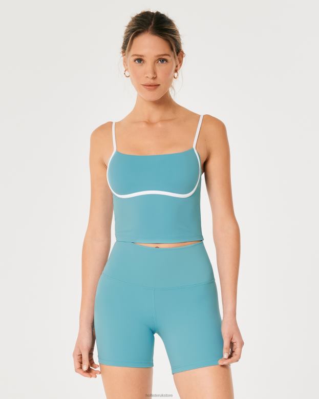 Tops Hollister Women Gilly Hicks Active Energize Tipped Tank 48820386 Turquoise