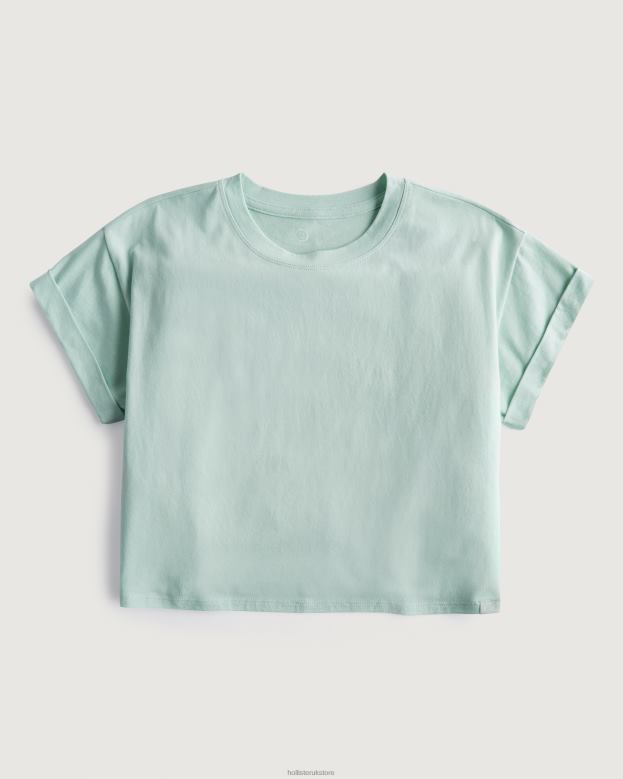 Tops Hollister Women Gilly Hicks Active Essentials Boxy Crew T-Shirt 48820182 Mint Green