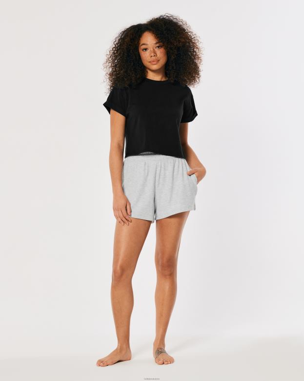 Tops Hollister Women Gilly Hicks Active Essentials Boxy Crew T-Shirt 48820183 Black