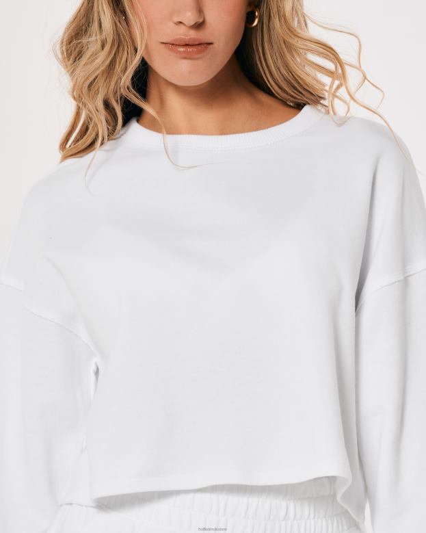 Tops Hollister Women Gilly Hicks Active Essentials Crewneck Sweatshirt 48820206 White