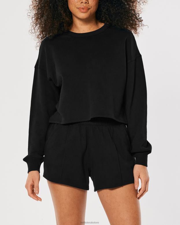Tops Hollister Women Gilly Hicks Active Essentials Crewneck Sweatshirt 48820215 Black