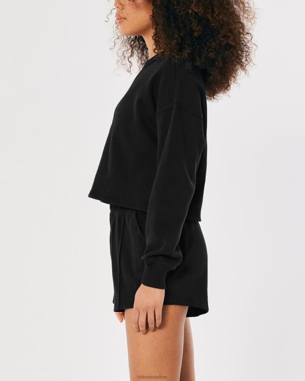 Tops Hollister Women Gilly Hicks Active Essentials Crewneck Sweatshirt 48820215 Black