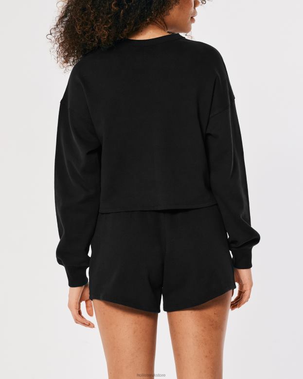 Tops Hollister Women Gilly Hicks Active Essentials Crewneck Sweatshirt 48820215 Black