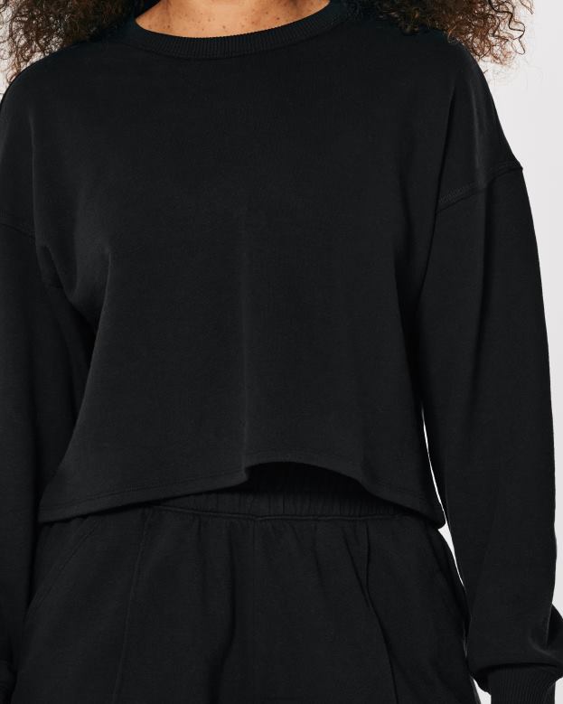 Tops Hollister Women Gilly Hicks Active Essentials Crewneck Sweatshirt 48820215 Black