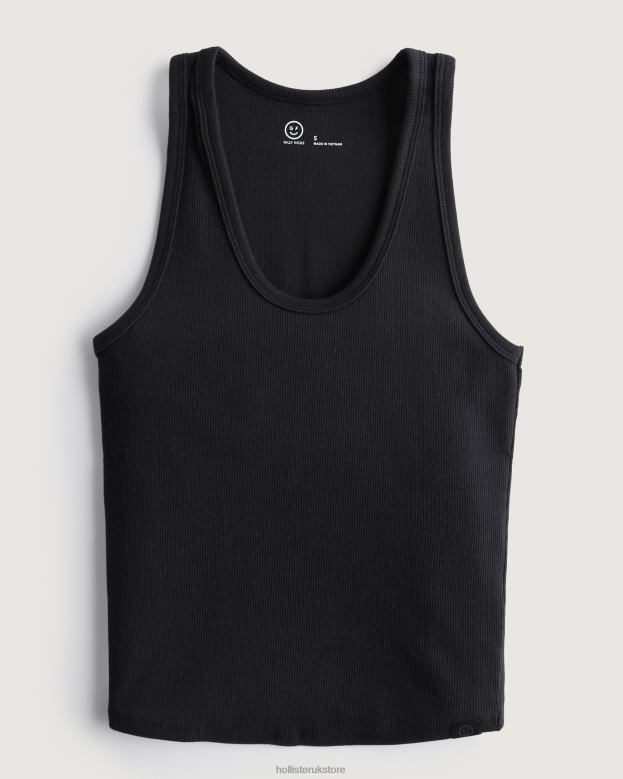 Tops Hollister Women Gilly Hicks Active Essentials Ribbed Cotton Tank 48820216 Black