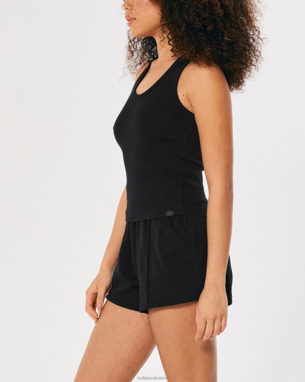 Tops Hollister Women Gilly Hicks Active Essentials Ribbed Cotton Tank 48820216 Black