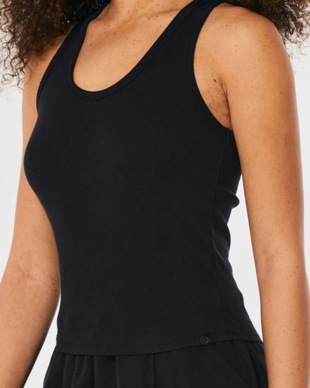 Tops Hollister Women Gilly Hicks Active Essentials Ribbed Cotton Tank 48820216 Black