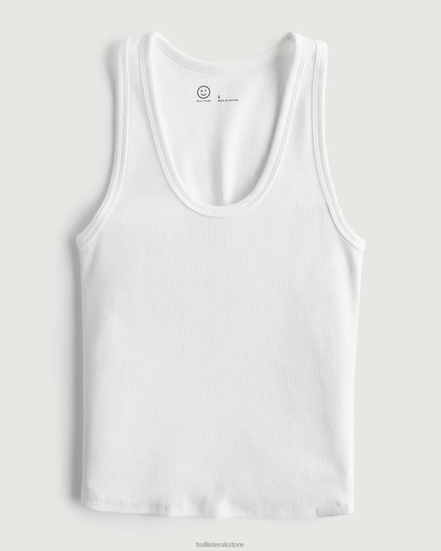 Tops Hollister Women Gilly Hicks Active Essentials Ribbed Cotton Tank 48820287 White