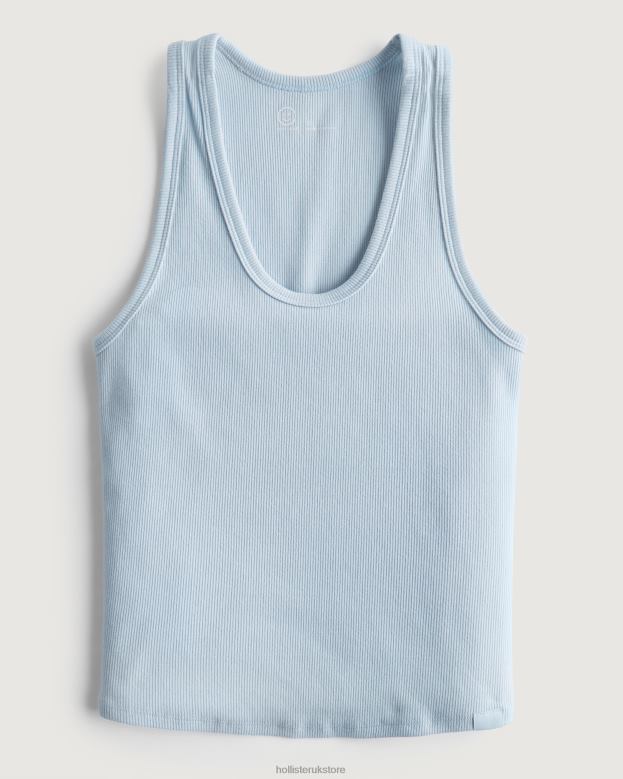 Tops Hollister Women Gilly Hicks Active Essentials Ribbed Cotton Tank 48820415 Light Blue
