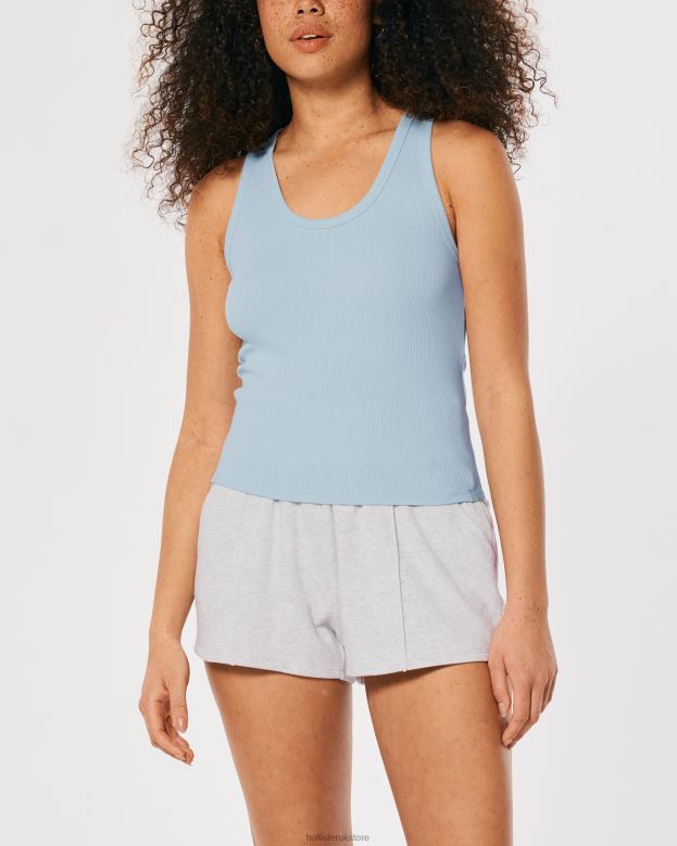 Tops Hollister Women Gilly Hicks Active Essentials Ribbed Cotton Tank 48820415 Light Blue