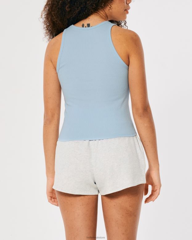 Tops Hollister Women Gilly Hicks Active Essentials Ribbed Cotton Tank 48820415 Light Blue