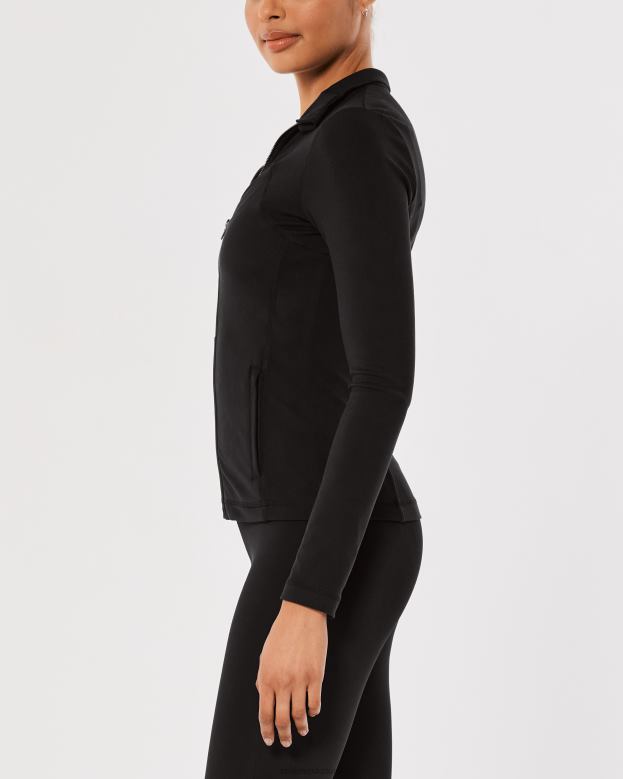 Tops Hollister Women Gilly Hicks Active Recharge Full-Length Jacket 4882057 Black