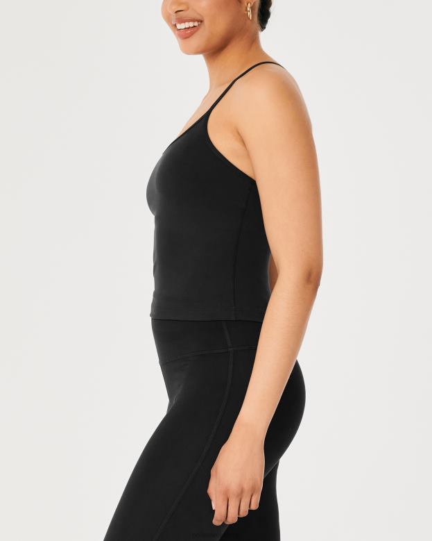 Tops Hollister Women Gilly Hicks Active Recharge Longer-Length Strappy Back Tank 48820196 Black