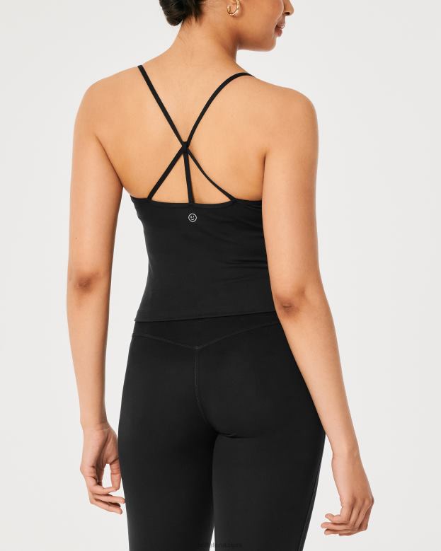 Tops Hollister Women Gilly Hicks Active Recharge Longer-Length Strappy Back Tank 48820196 Black
