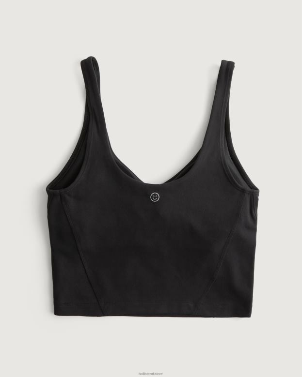 Tops Hollister Women Gilly Hicks Active Recharge Longline Plunge Tank 48820460 Black
