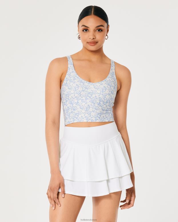 Tops Hollister Women Gilly Hicks Active Recharge Plunge Tank 48820300 Light Blue Floral