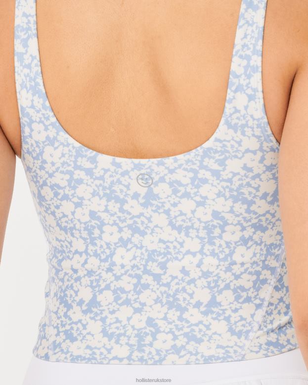Tops Hollister Women Gilly Hicks Active Recharge Plunge Tank 48820300 Light Blue Floral