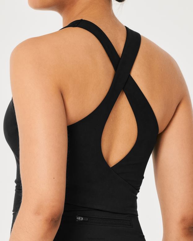 Tops Hollister Women Gilly Hicks Active Recharge Strappy High-Neck Tank 48820195 Black