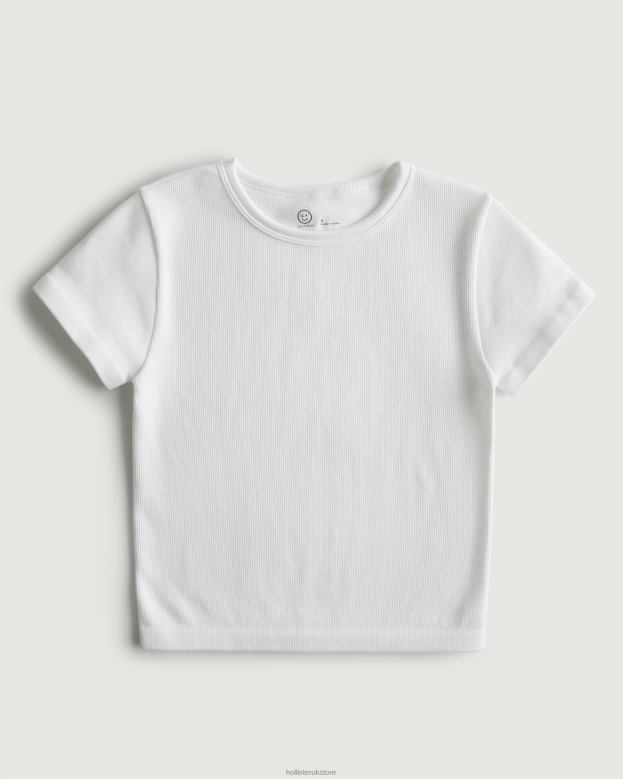 Tops Hollister Women Gilly Hicks Active Seamless Crew T-Shirt 48820314 White