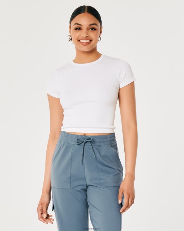 Tops Hollister Women Gilly Hicks Active Seamless Crew T-Shirt 48820314 White