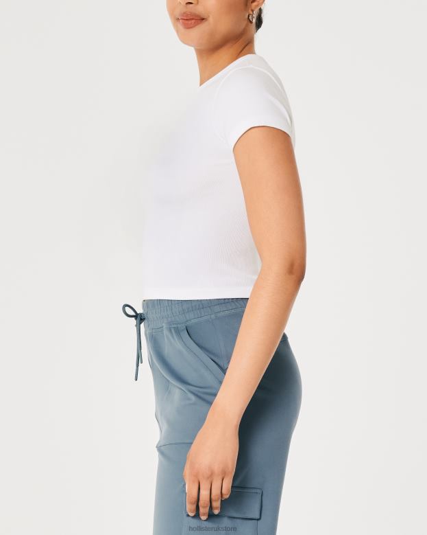 Tops Hollister Women Gilly Hicks Active Seamless Crew T-Shirt 48820314 White