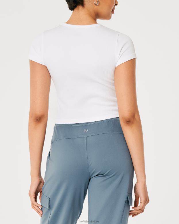 Tops Hollister Women Gilly Hicks Active Seamless Crew T-Shirt 48820314 White