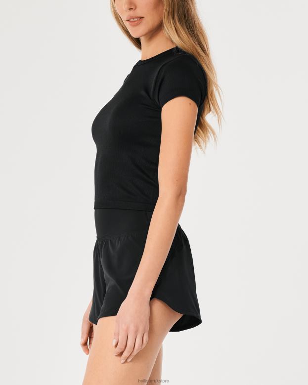 Tops Hollister Women Gilly Hicks Active Seamless Crew T-Shirt 48820344 Black