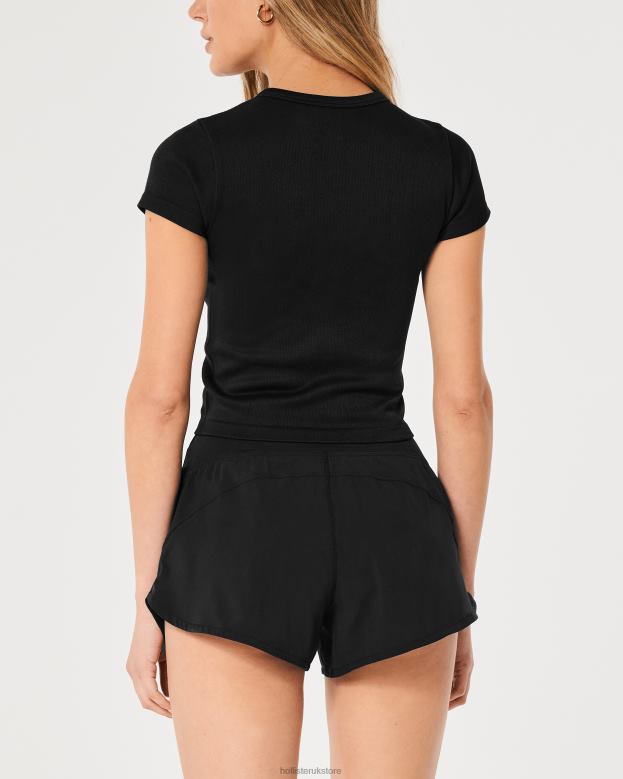 Tops Hollister Women Gilly Hicks Active Seamless Crew T-Shirt 48820344 Black