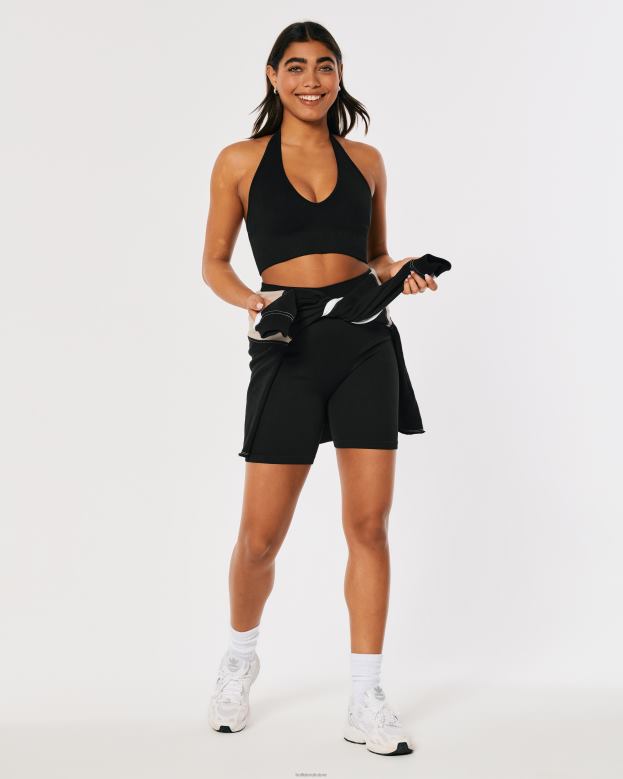 Tops Hollister Women Gilly Hicks Active Seamless Halter Plunge Bra Top 48820246 Black