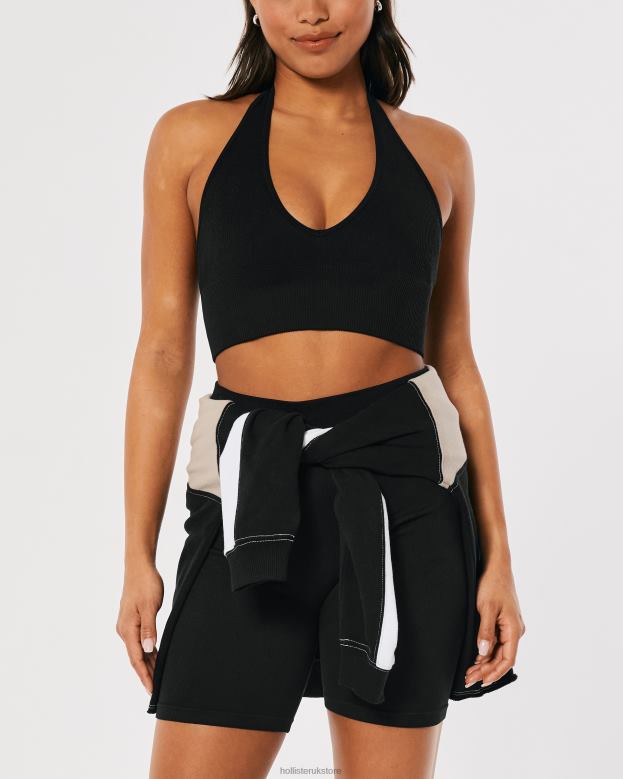 Tops Hollister Women Gilly Hicks Active Seamless Halter Plunge Bra Top 48820246 Black