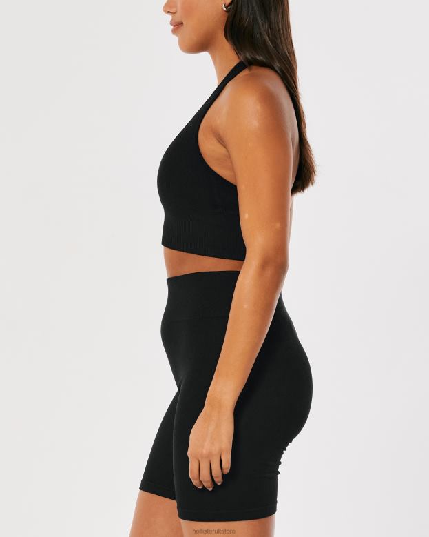 Tops Hollister Women Gilly Hicks Active Seamless Halter Plunge Bra Top 48820246 Black