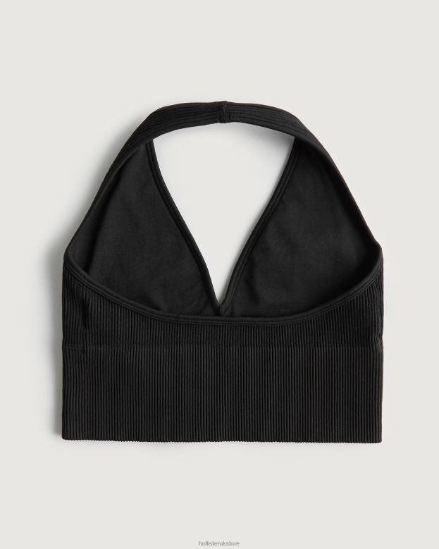 Tops Hollister Women Gilly Hicks Active Seamless Halter Plunge Bra Top 48820246 Black