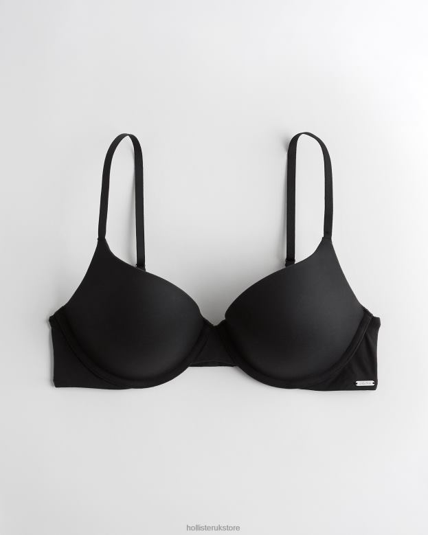 Tops Hollister Women Gilly Hicks Bare Comfort Push-Up T-Shirt Bra 48820111 Black