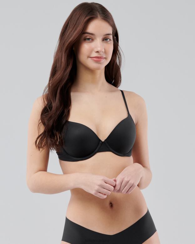 Tops Hollister Women Gilly Hicks Bare Comfort Push-Up T-Shirt Bra 48820111 Black