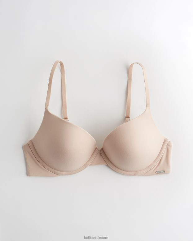 Tops Hollister Women Gilly Hicks Bare Comfort Push-Up T-Shirt Bra 48820115 Cream