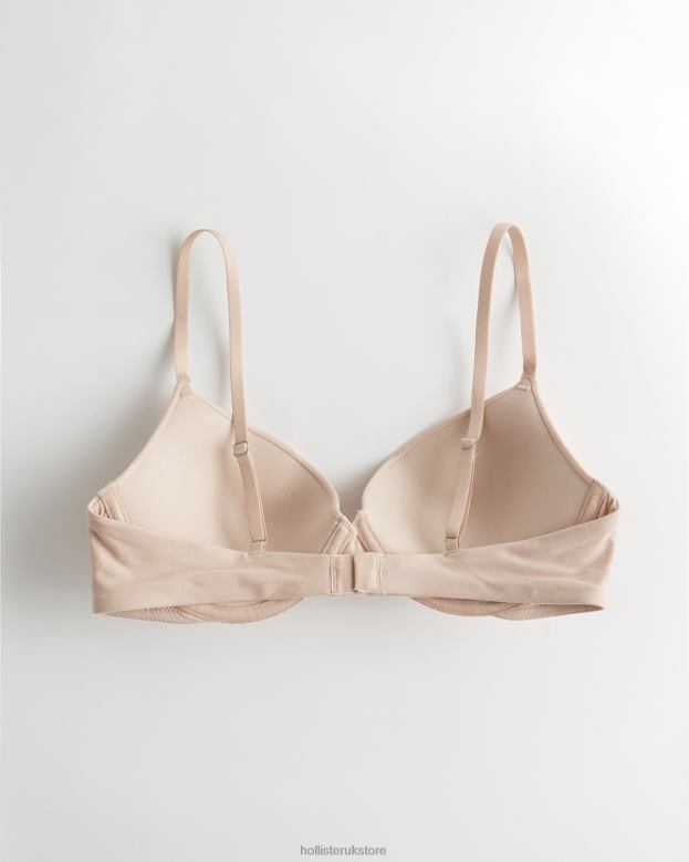 Tops Hollister Women Gilly Hicks Bare Comfort Push-Up T-Shirt Bra 48820115 Cream