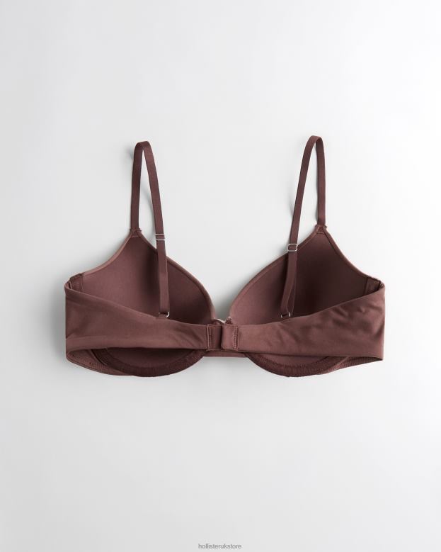Tops Hollister Women Gilly Hicks Bare Comfort Push-Up T-Shirt Bra 48820448 Dark Brown