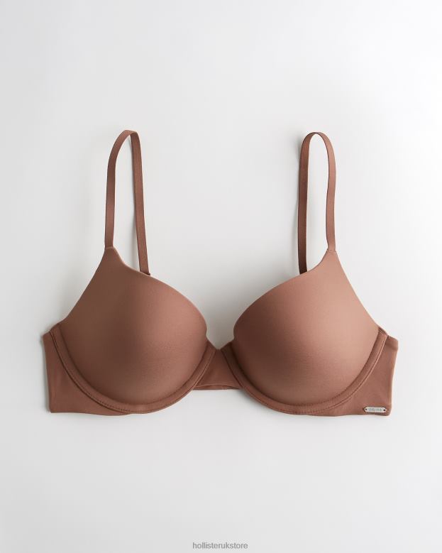 Tops Hollister Women Gilly Hicks Bare Comfort Push-Up T-Shirt Bra 48820458 Brown
