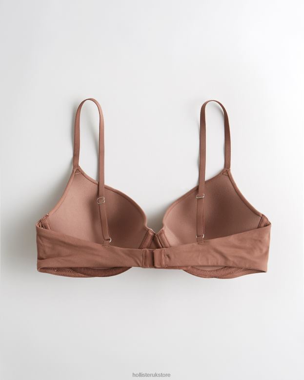 Tops Hollister Women Gilly Hicks Bare Comfort Push-Up T-Shirt Bra 48820458 Brown