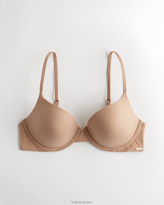 Tops Hollister Women Gilly Hicks Bare Comfort Push-Up T-Shirt Bra 4882076 Beige