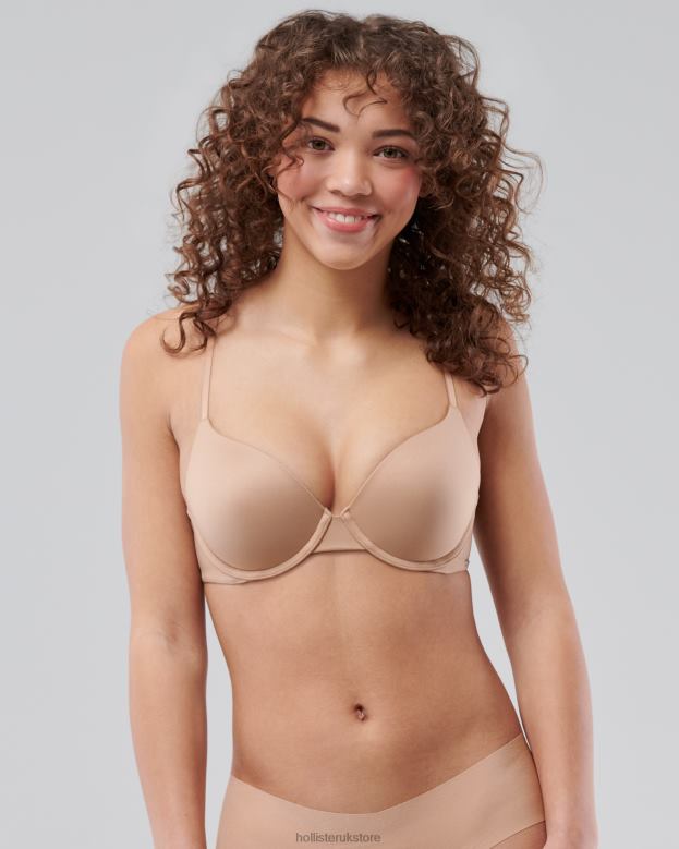 Tops Hollister Women Gilly Hicks Bare Comfort Push-Up T-Shirt Bra 4882076 Beige