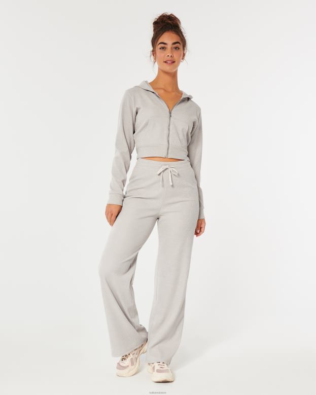 Tops Hollister Women Gilly Hicks Cozy Micro-Waffle Full-Zip 48820136 Beige