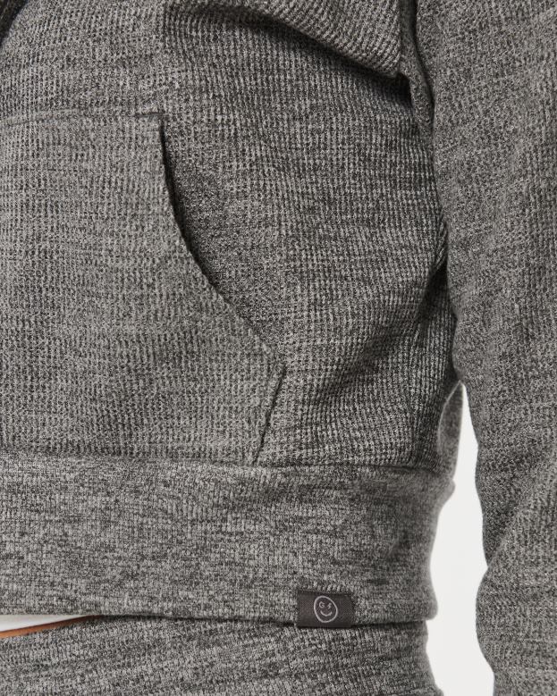 Tops Hollister Women Gilly Hicks Cozy Micro-Waffle Full-Zip 48820173 Dark Heather Grey
