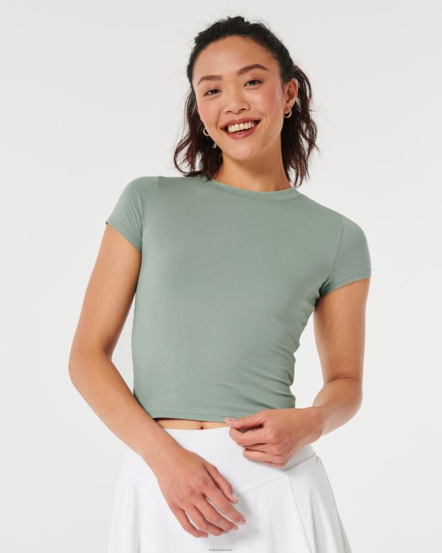 Tops Hollister Women Gilly Hicks Crew Baby Sleep Tee 48820177 Light Green