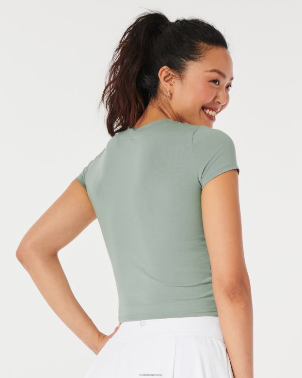 Tops Hollister Women Gilly Hicks Crew Baby Sleep Tee 48820177 Light Green