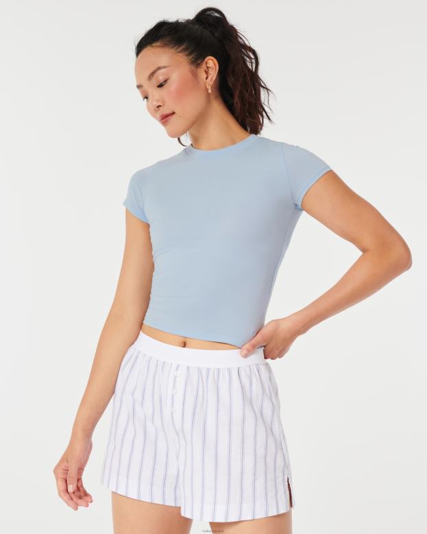 Tops Hollister Women Gilly Hicks Crew Baby Sleep Tee 48820438 Light Blue