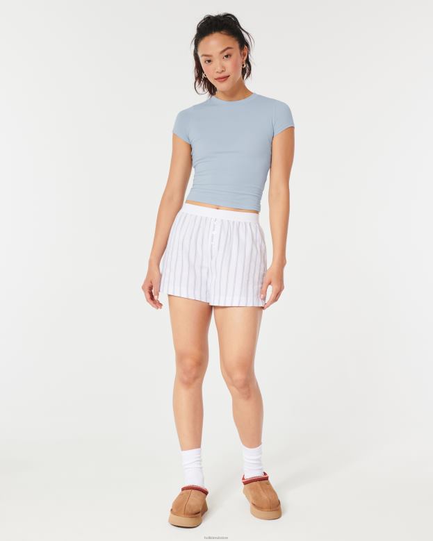 Tops Hollister Women Gilly Hicks Crew Baby Sleep Tee 48820438 Light Blue
