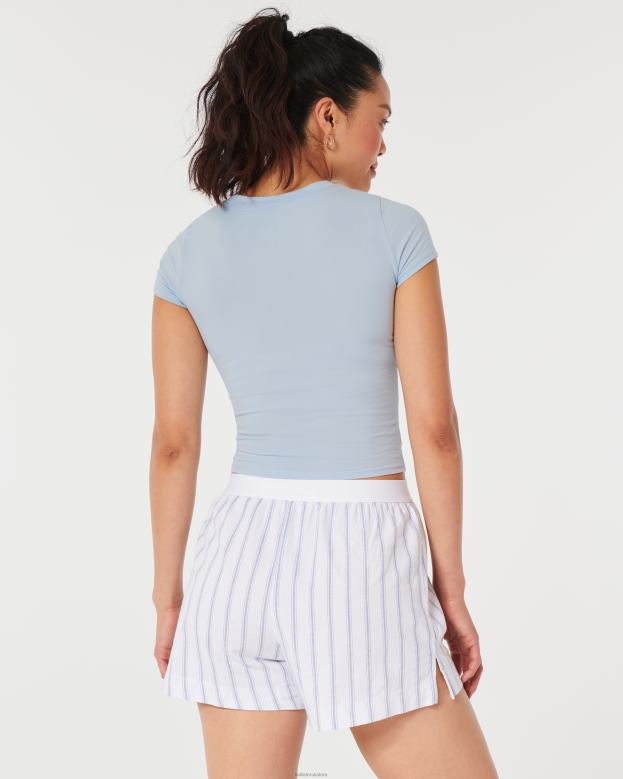 Tops Hollister Women Gilly Hicks Crew Baby Sleep Tee 48820438 Light Blue